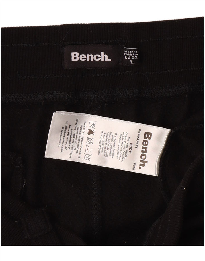 BENCH Mens Graphic Tracksuit Trousers Joggers Large  Black Cotton