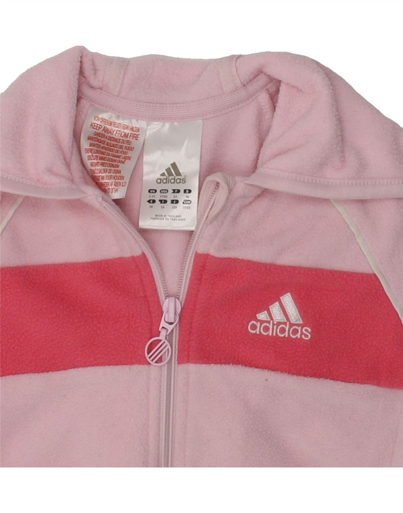 ADIDAS Girls Hooded Fleece Jacket 2-3 Years Pink Striped Polyester | Vintage Adidas | Thrift | Second-Hand Adidas | Used Clothing | Messina Hembry 