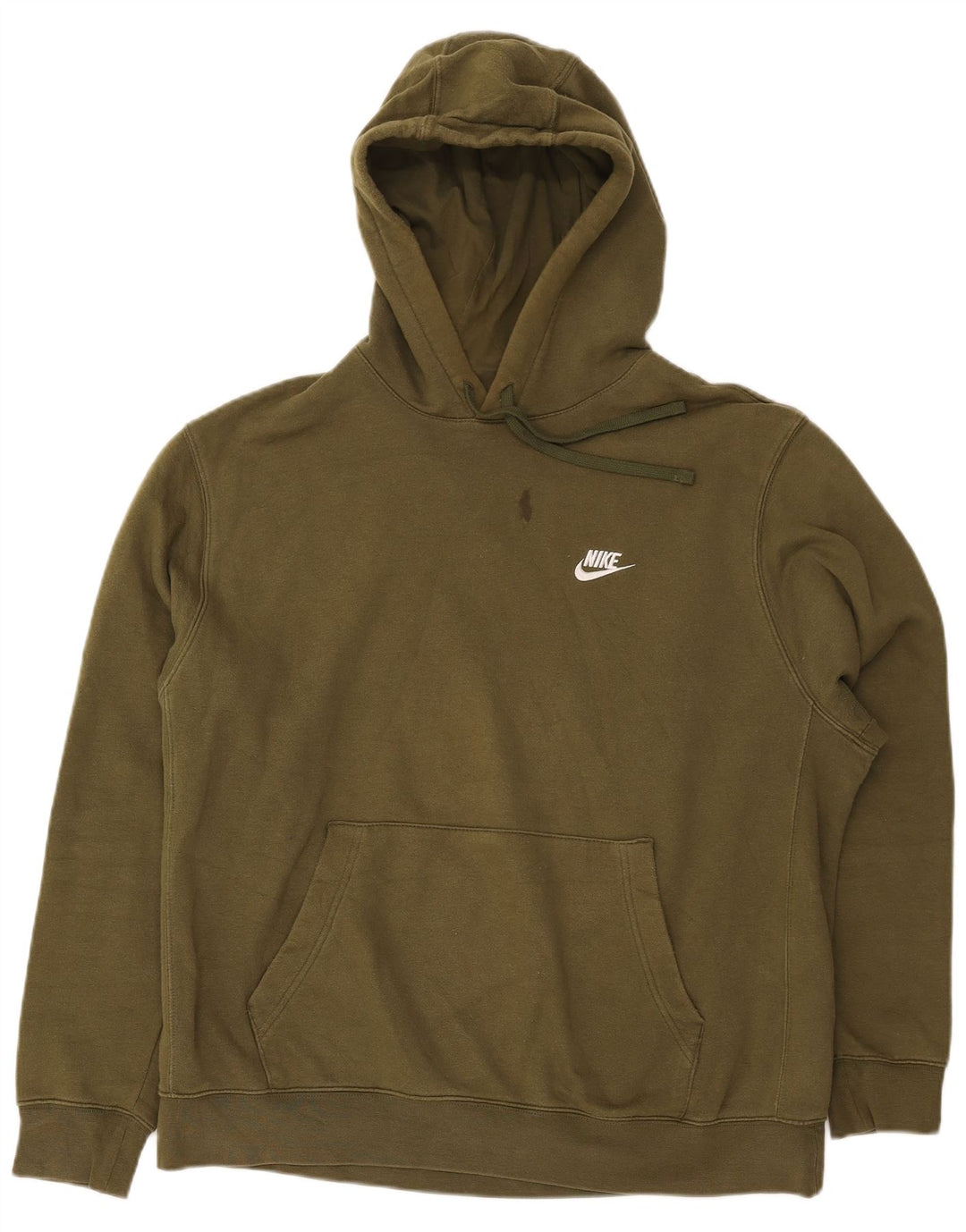 NIKE Mens Hoodie Jumper XL Khaki Cotton