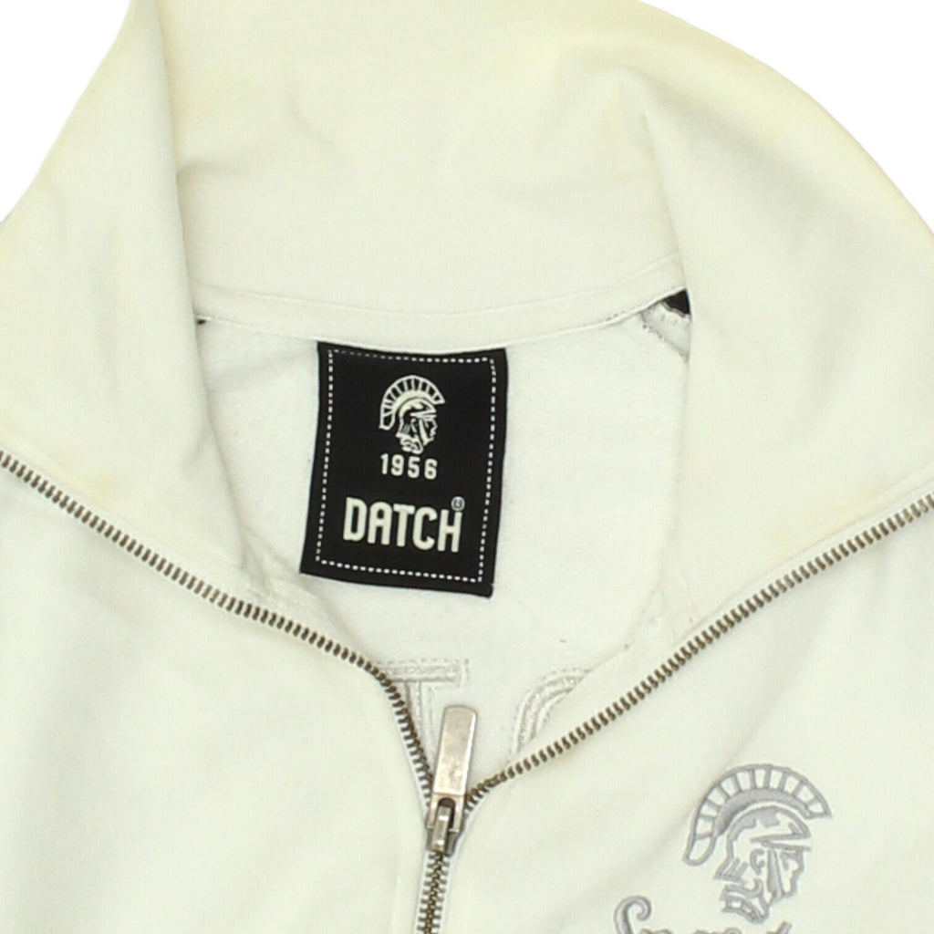 Datch Spartans Mens White Full Zip Track Jacket | Casual Sportswear Sweat Top | Vintage Messina Hembry | Thrift | Second-Hand Messina Hembry | Used Clothing | Messina Hembry 