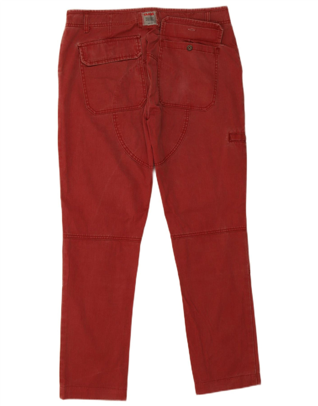 Slam Mens Slim Cargo Trousers Large W34 L30 Red Cotton