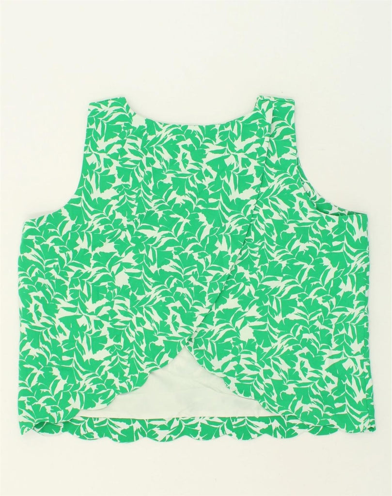 J. CREW Womens Crop Top UK 20 2XL Green Floral Polyester | Vintage J. Crew | Thrift | Second-Hand J. Crew | Used Clothing | Messina Hembry 