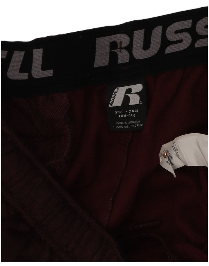 RUSSELL ATHLETIC Mens Tracksuit Trousers 2XL Maroon Polyester