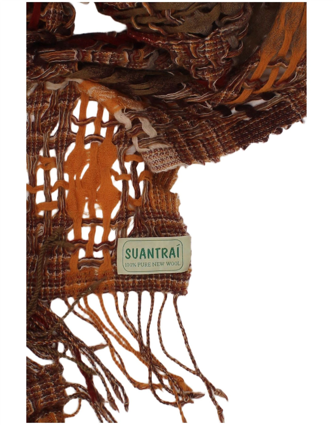 Suantrai Womens Rectangle Scarf One Size Brown Geometric New Wool Bohemian