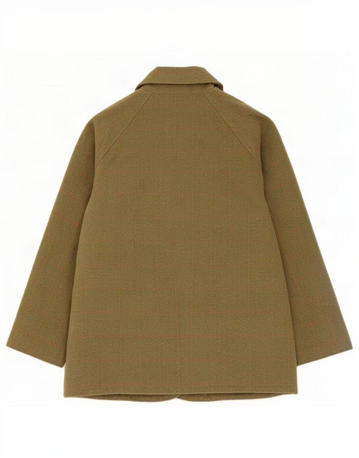 Rydale Mens Windbreaker Coat UK 36 Small Khaki Check Wool