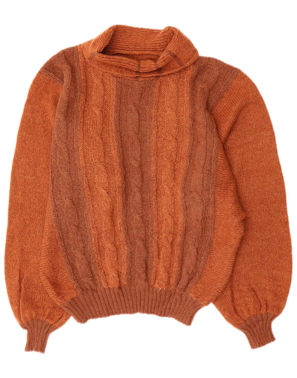 Vintage Womens Roll Neck Jumper Sweater IT 46 Large Brown Colourblock