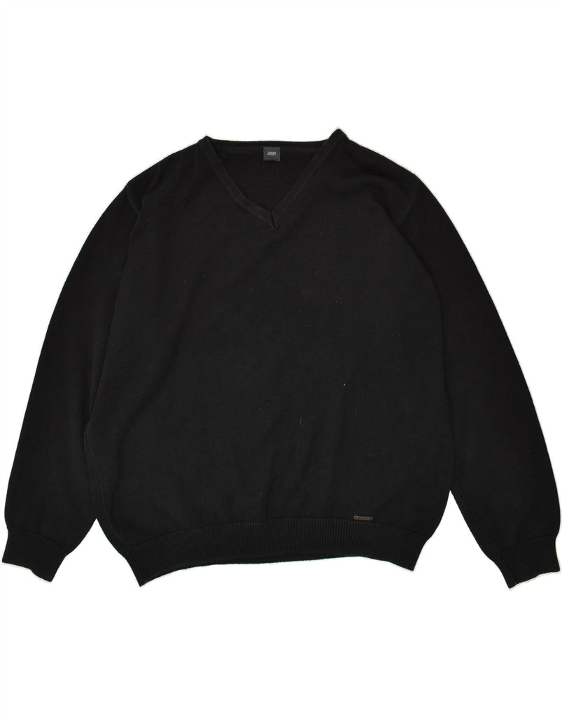 JOOP Mens V-Neck Jumper Sweater IT 54 XL Black Cotton | Vintage Joop | Thrift | Second-Hand Joop | Used Clothing | Messina Hembry 