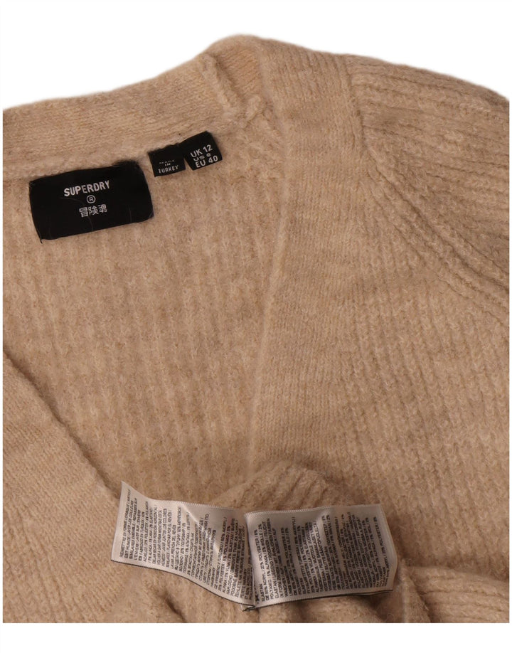 Superdry Womens Cardigan Sweater UK 12 Medium  Beige Acrylic