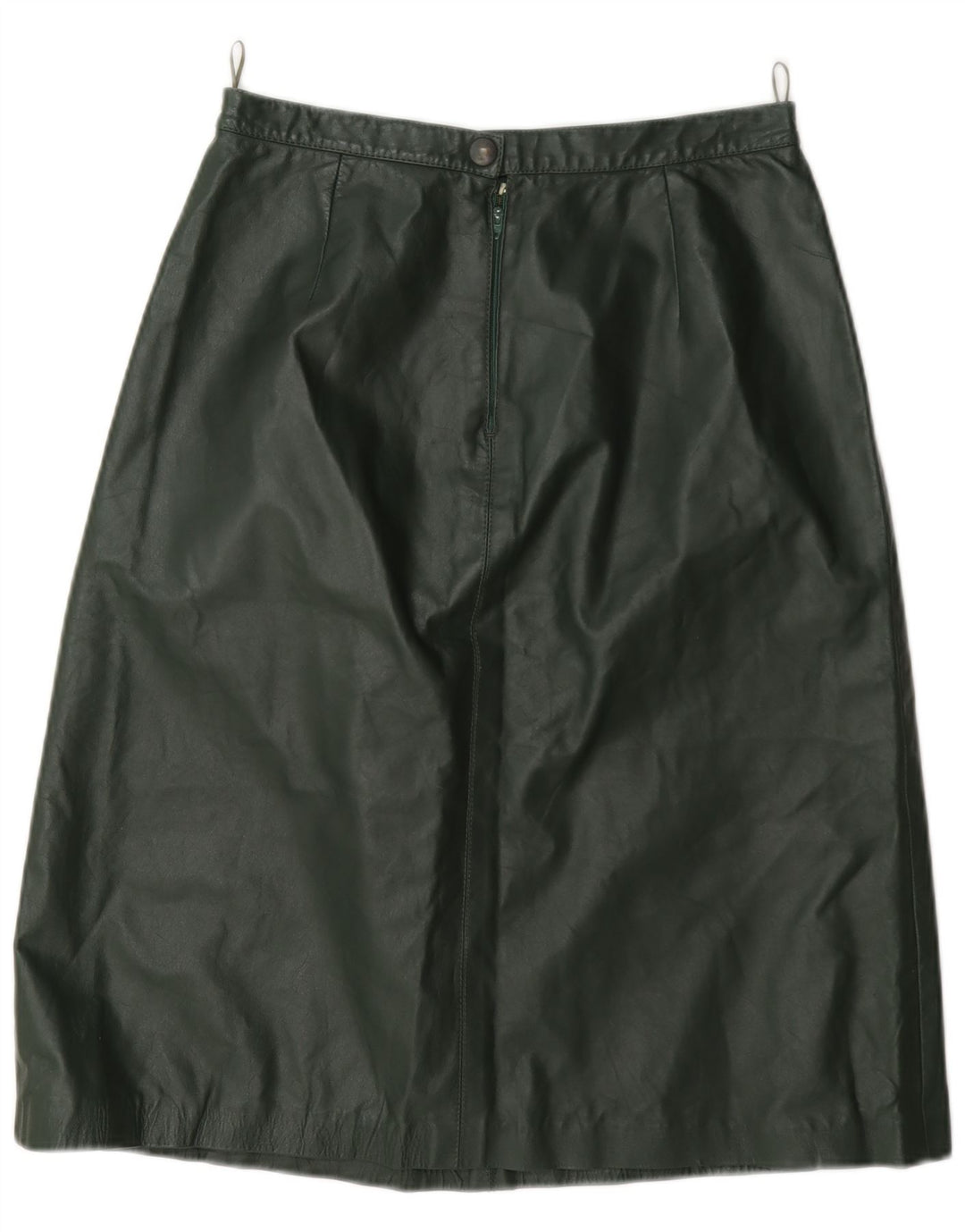 Vintage Womens Leather Skirt Medium W28 Green