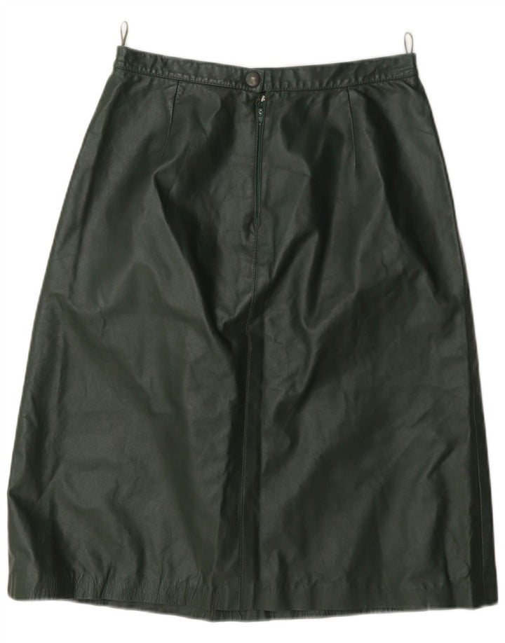 Vintage Womens Leather Skirt Medium W28 Green