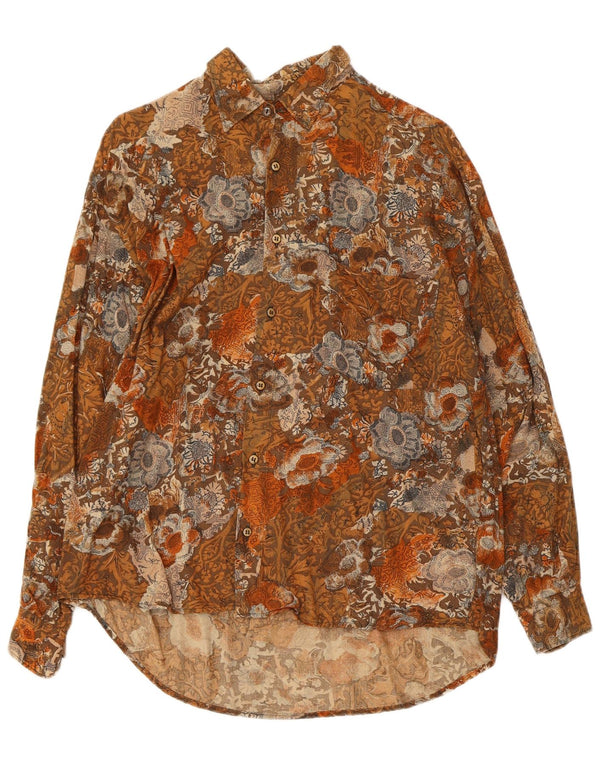 Vintage Mens Shirt Small Brown Floral