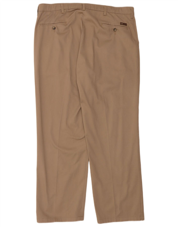 LEE Mens Custom Fit Straight Chino Trousers W40 L32 Beige Cotton