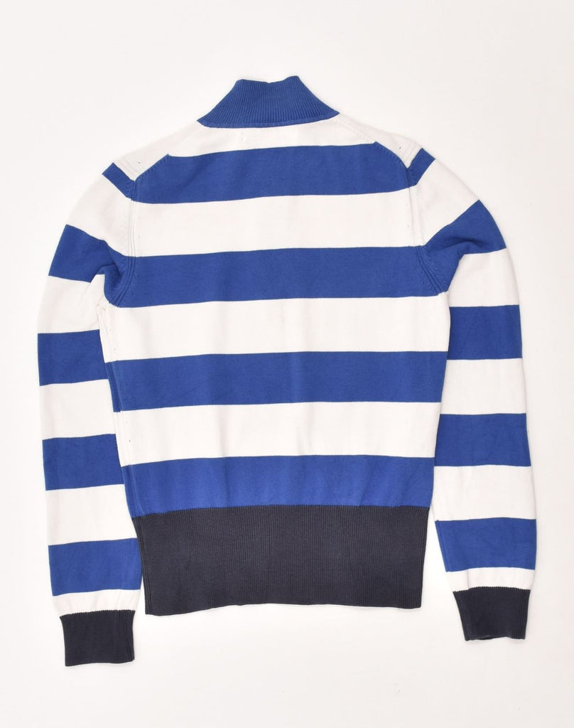 TOMMY HILFIGER Womens Zip Neck Jumper Sweater UK 12 Medium Blue Striped | Vintage Tommy Hilfiger | Thrift | Second-Hand Tommy Hilfiger | Used Clothing | Messina Hembry 