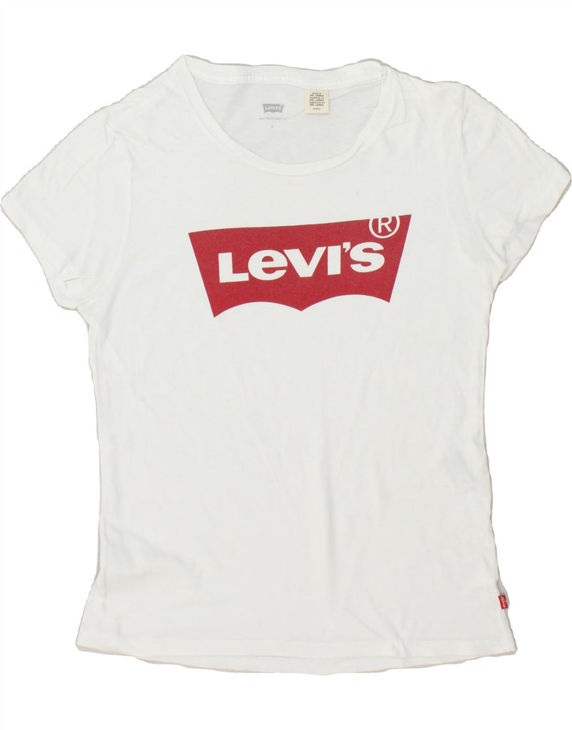 LEVI'S Womens Graphic T-Shirt Top UK 10 Small White Cotton | Vintage Levi's | Thrift | Second-Hand Levi's | Used Clothing | Messina Hembry 