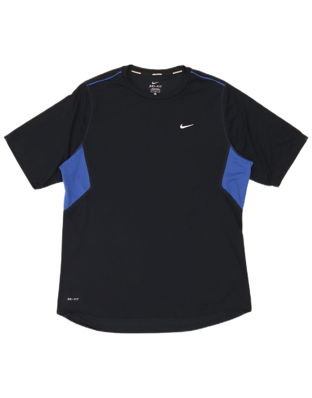 Nike Mens Dri Fit T-Shirt Top Large Navy Blue Colourblock