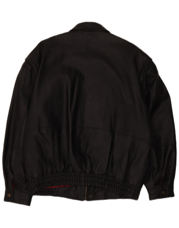 C&A Mens Leather Jacket IT 50 Large Black Leather