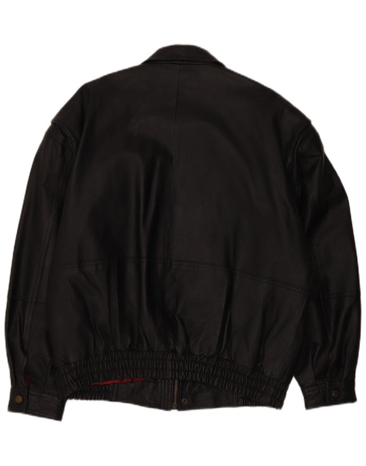 C&A Mens Leather Jacket IT 50 Large Black Leather