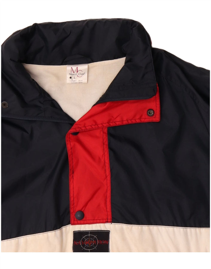 Marcel Clair Mens Anorak Jacket UK 40 Large Navy Blue Colourblock Polyamide