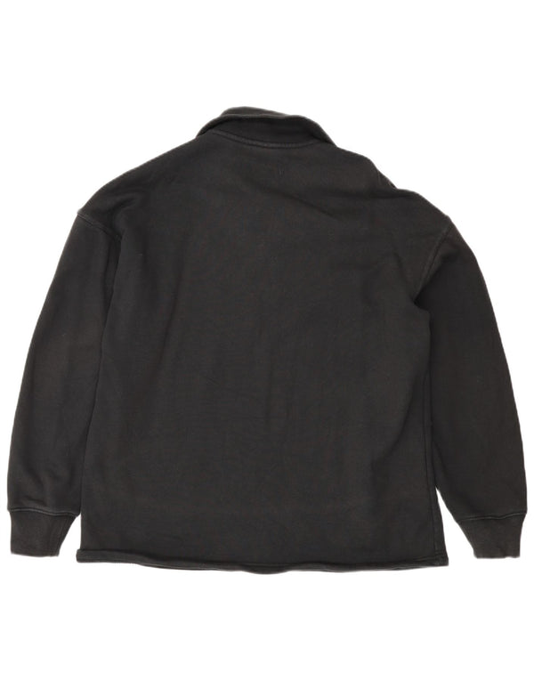 Adidas Womens Oversized Zip Neck Sweatshirt Jumper UK 10 Small Black Cotton