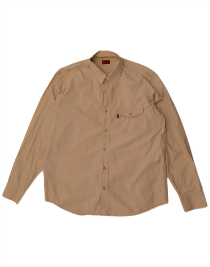 Levi's Mens Shirt Large Beige Cotton