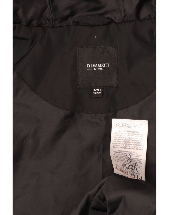 Lyle & Scott Boys Hooded Padded Jacket 12-13 Years Black Polyester