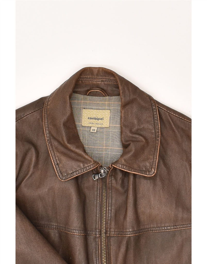 CONBIPEL Mens Leather Jacket IT 48 Medium Brown Leather Vintage Conbipel and Second-Hand Conbipel from Messina Hembry 