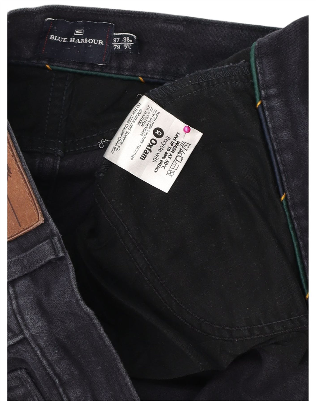 Marks & Spencer Mens Blue Harbour Straight Jeans W38 L31 Navy Blue Cotton
