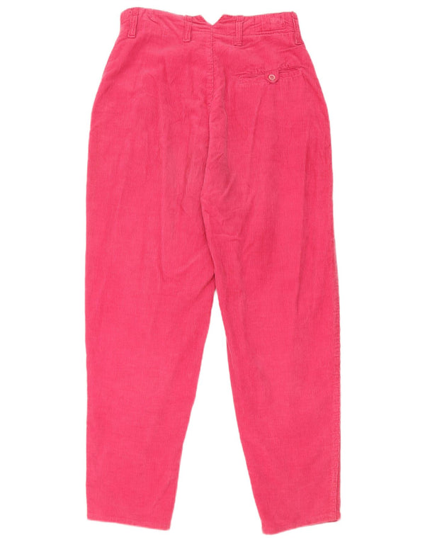 Vintage Womens High Waist Pegged Corduroy Trousers W26 L25 Pink