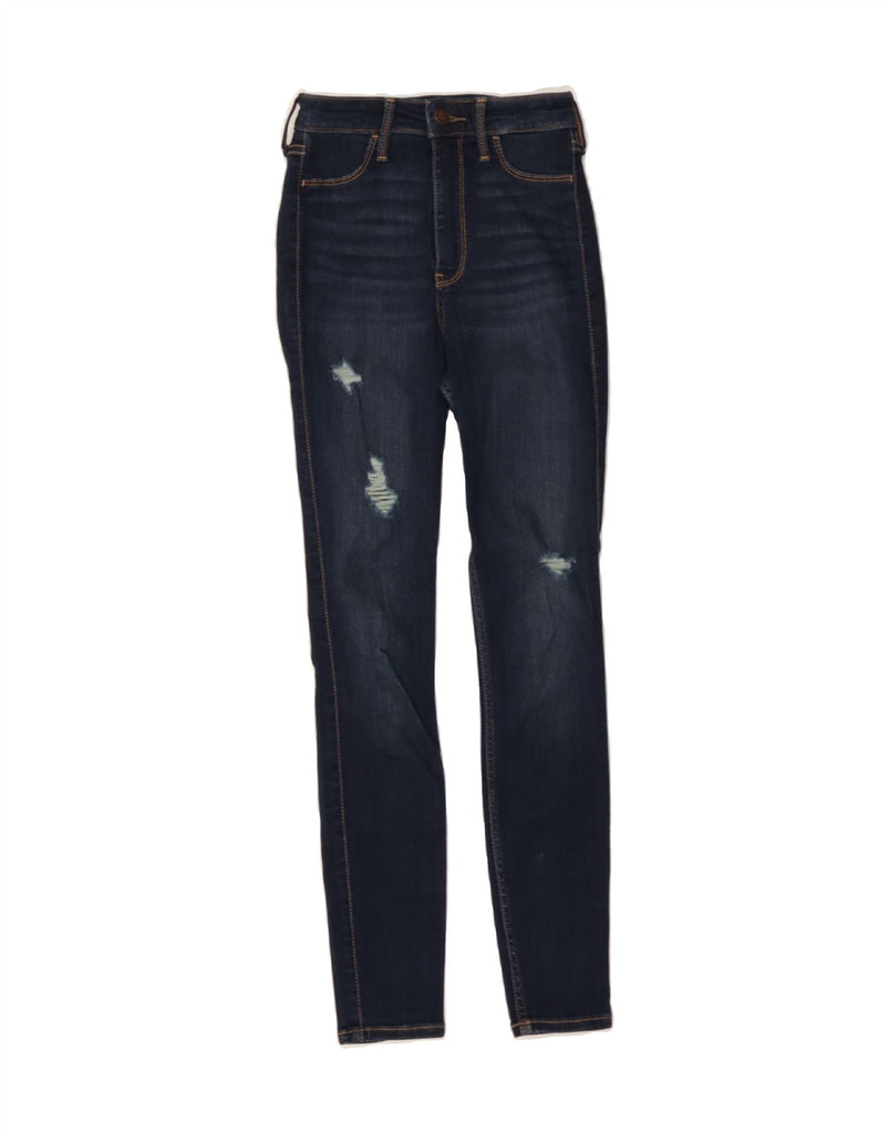 HOLLISTER Womens Distressed Skinny Jeans US 0 XS W24 L26 Navy Blue Vintage Hollister and Second-Hand Hollister from Messina Hembry 