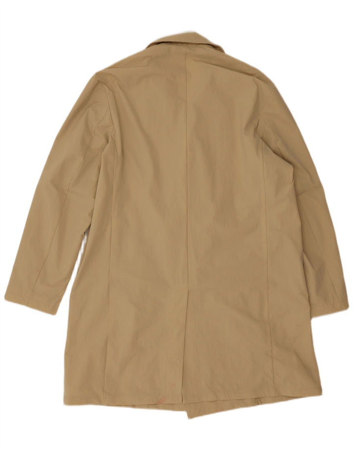 Zara Mens Double Breasted Coat UK 40 Large Beige Polyamide