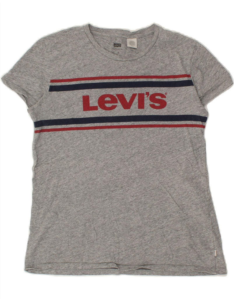 LEVI'S Womens Graphic T-Shirt Top UK 10 Small Grey Cotton | Vintage Levi's | Thrift | Second-Hand Levi's | Used Clothing | Messina Hembry 