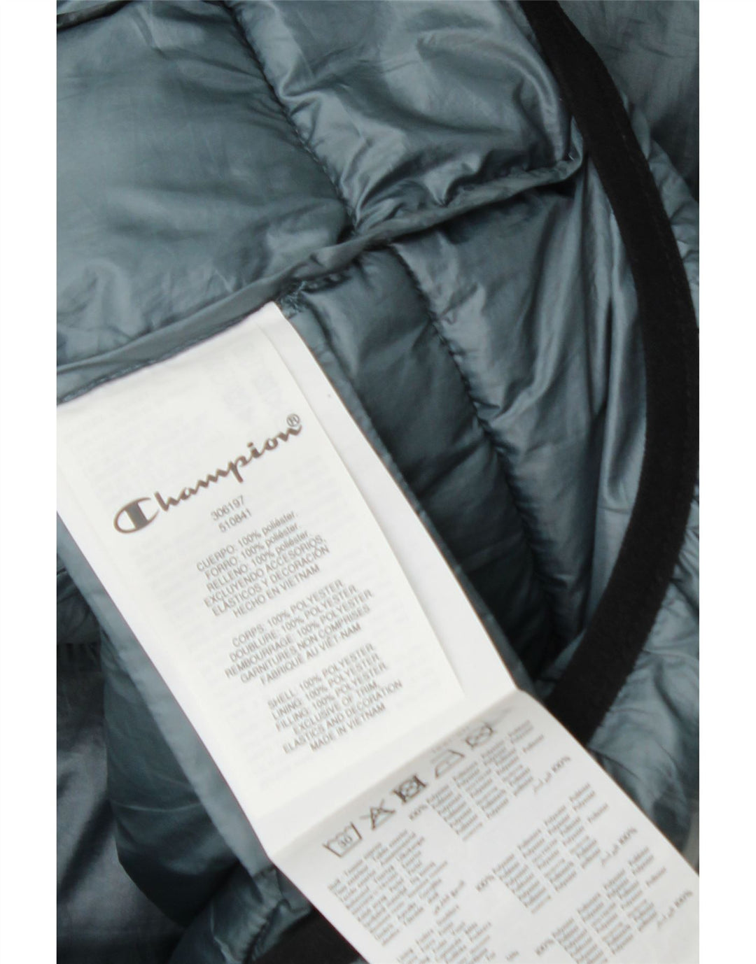 Champion Mens Hooded Padded Jacket UK 36 Small Blue Polyester