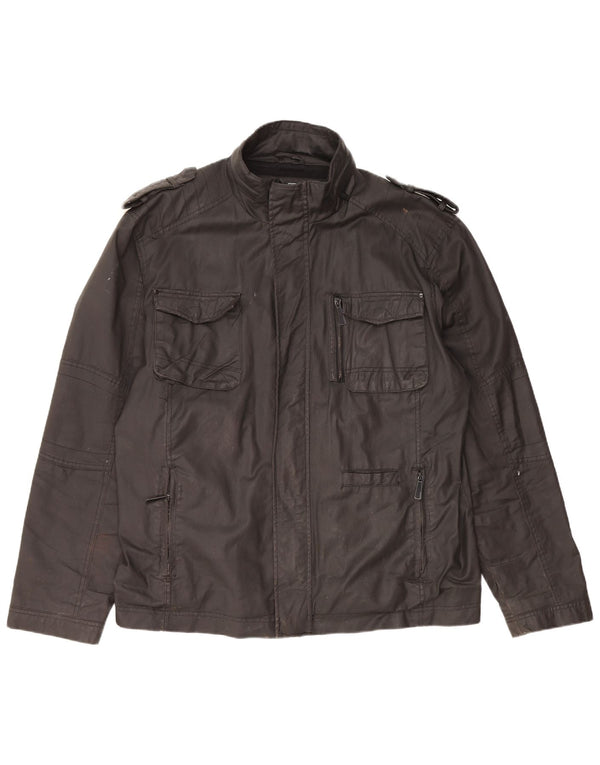 Vintage Mens Military Jacket UK 42 XL Black Cotton