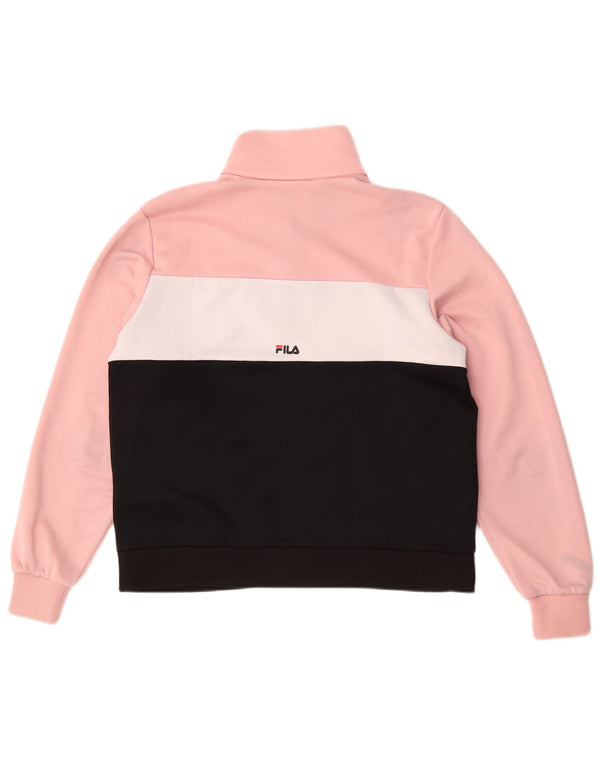 Fila Womens Graphic Tracksuit Top Jacket UK 14 Medium Pink Colourblock