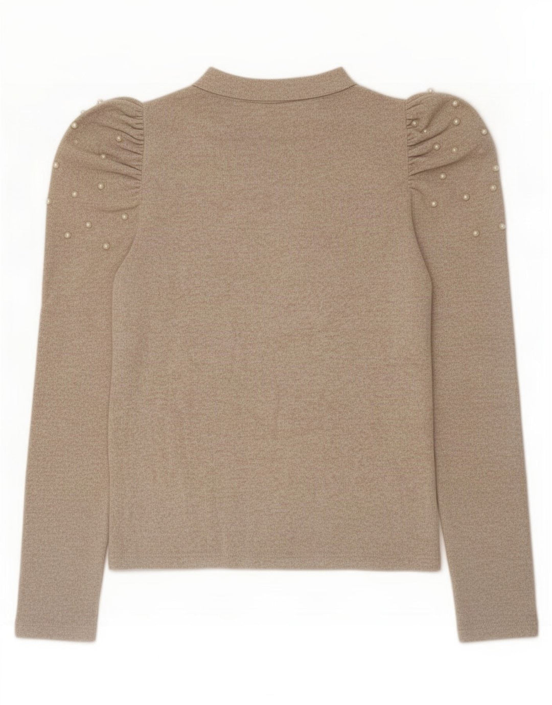 Zara Womens Top Long Sleeve UK 12 Medium Beige Flecked