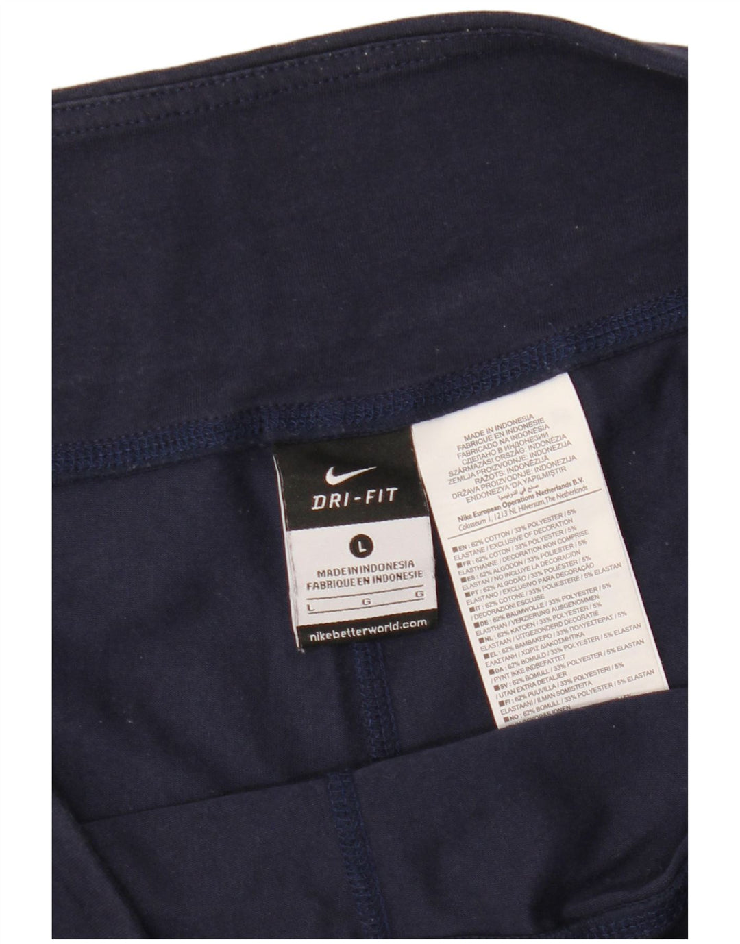 NIKE Womens Dri Fit Graphic Bermuda Sport Shorts UK 16 Large  Navy Blue