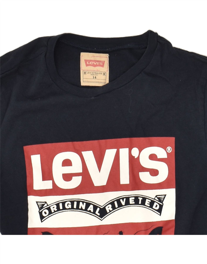 LEVI'S Boys Graphic T-Shirt Top 13-14 Years Navy Blue Cotton | Vintage Levi's | Thrift | Second-Hand Levi's | Used Clothing | Messina Hembry 