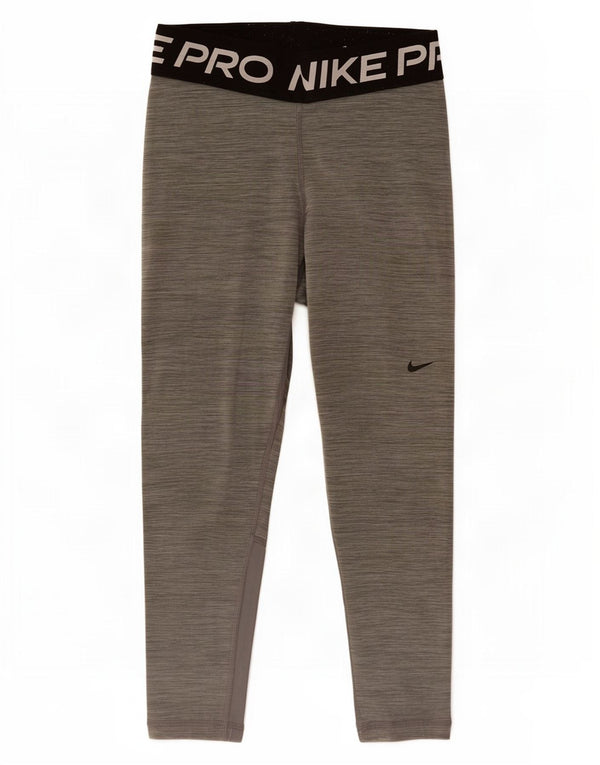 Nike Womens Dri Fit Capri Graphic Leggings UK 8 Small Grey Colourblock