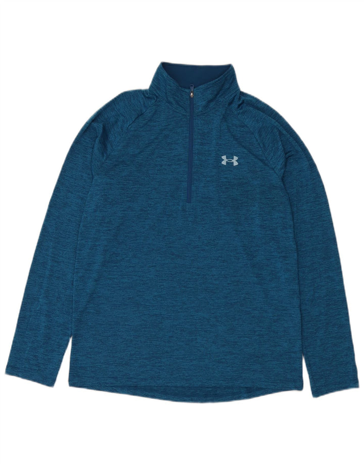 Under Armour Mens Zip Neck Pullover Tracksuit Top Medium Blue Flecked