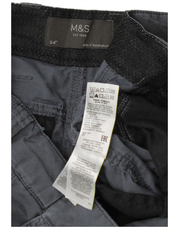 Marks & Spencer Mens Cargo Shorts W34 Large  Grey Cotton