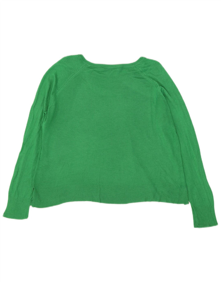 Zara Womens Oversized Boat Neck Jumper Sweater UK 14 Medium Green Viscose