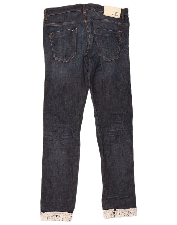 GF Ferre Womens Low Waist Slim Jeans IT 48 XL W34 L31 Navy Blue Colourblock