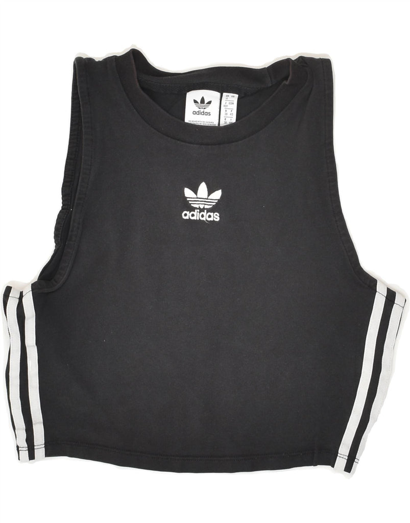 ADIDAS Womens Vest Top UK 12 Medium Black Cotton | Vintage Adidas | Thrift | Second-Hand Adidas | Used Clothing | Messina Hembry 