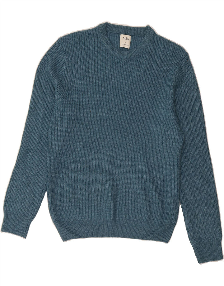 MARKS & SPENCER Womens Crew Neck Jumper Sweater UK 14 Medium Blue Vintage Marks & Spencer and Second-Hand Marks & Spencer from Messina Hembry 