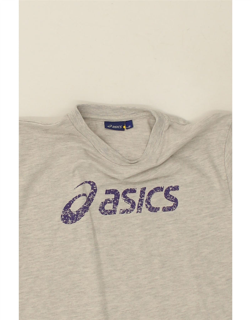 ASICS Womens Graphic T-Shirt Top UK 14 Medium Grey Cotton | Vintage Asics | Thrift | Second-Hand Asics | Used Clothing | Messina Hembry 