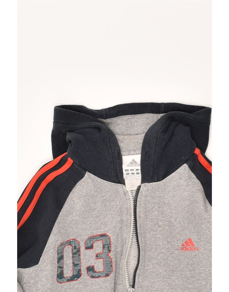 ADIDAS Mens Graphic Zip Hoodie Sweater UK 34/36 Small Grey Colourblock | Vintage Adidas | Thrift | Second-Hand Adidas | Used Clothing | Messina Hembry 