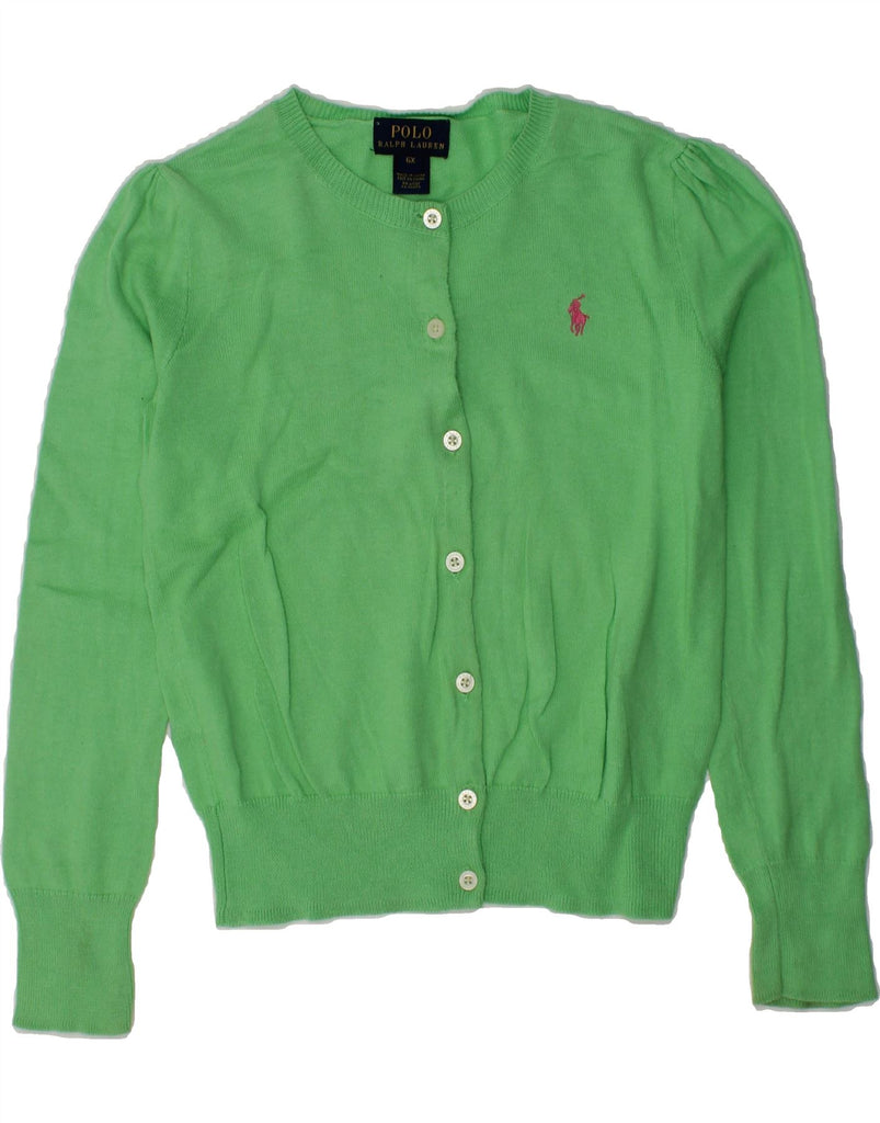 POLO RALPH LAUREN Girls Cardigan Sweater 5-6 Years Green Cotton | Vintage Polo Ralph Lauren | Thrift | Second-Hand Polo Ralph Lauren | Used Clothing | Messina Hembry 