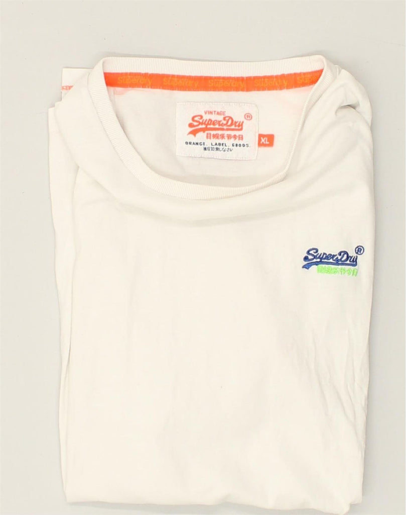 SUPERDRY Womens Slim T-Shirt Top XL White Cotton | Vintage Superdry | Thrift | Second-Hand Superdry | Used Clothing | Messina Hembry 