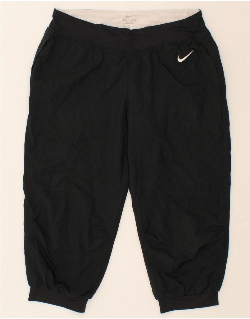 NIKE Womens Dri Fit Capri Tracksuit Trousers Joggers UK 14 Medium Black | Vintage Nike | Thrift | Second-Hand Nike | Used Clothing | Messina Hembry 