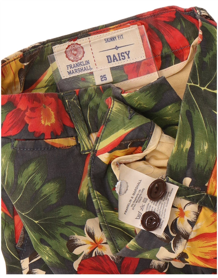 Franklin Marshall Womens Daisy Chino Trousers W25 L30 Multicoloured Floral
